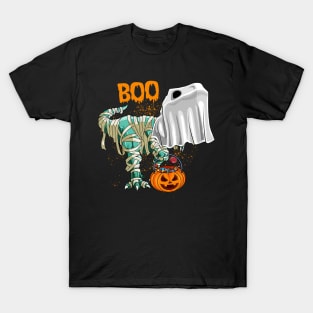 Ghost Dinosaur T-rex Funny Boo Halloween Boys Men Pumpkin Shirt T-Shirt